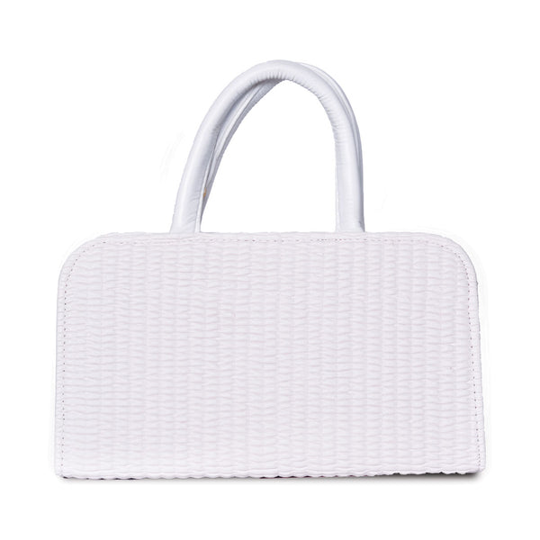Textured Handbag with Shoulder Strap White