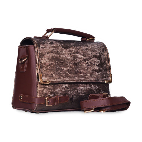 Top Handle Crossbody Bag with Adjustable Wide Strap Dark Brown