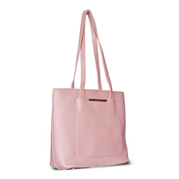Teal Luxe Structured Tote Bag Pink