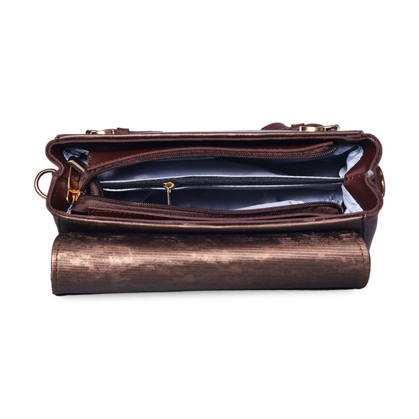 Top Handle Crossbody Bag with Adjustable Wide Strap Dark Brown