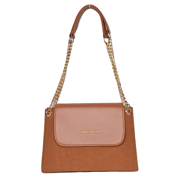 Velvet Crossbody Bag With Chain Strap Mustard