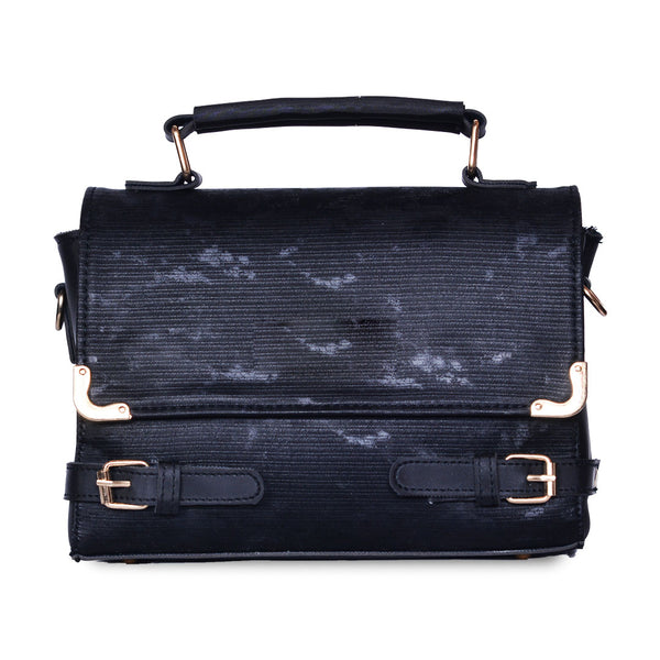 Top Handle Crossbody Bag with Adjustable Wide Strap Black