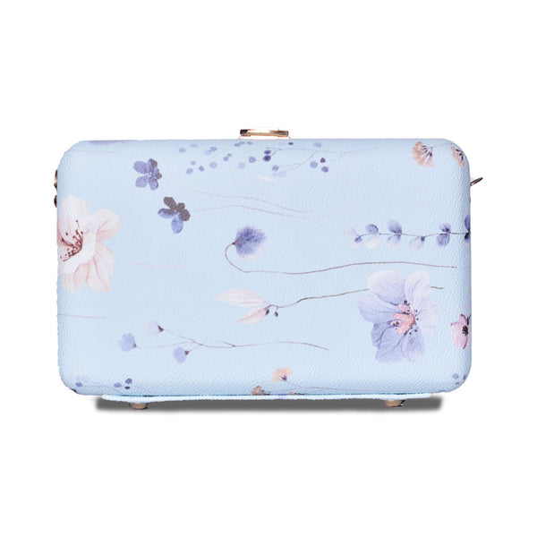 Butterfly Print Box Clutch blue