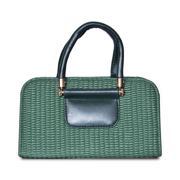 Textured Handbag with Shoulder Strap dark Green