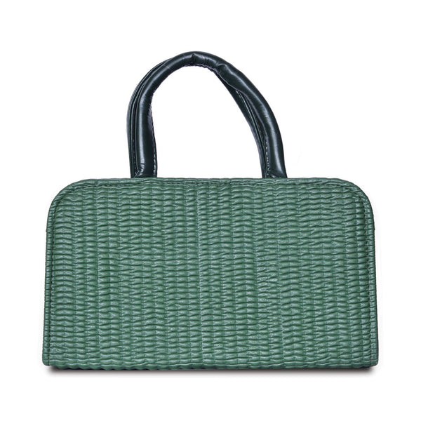 Textured Handbag with Shoulder Strap dark Green
