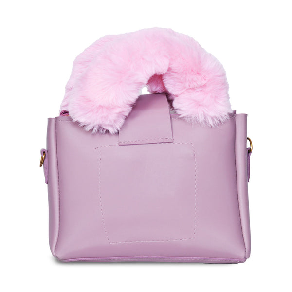 Plush Fur Top Crossbody Bag Purple