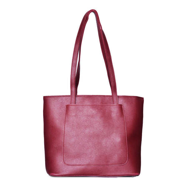 Teal Luxe Structured Tote Bag Maroon