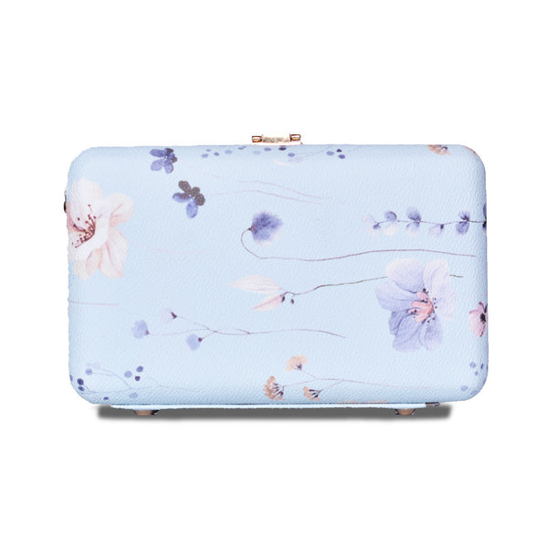 Butterfly Print Box Clutch blue