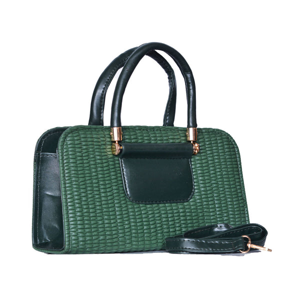 Textured Handbag with Shoulder Strap dark Green