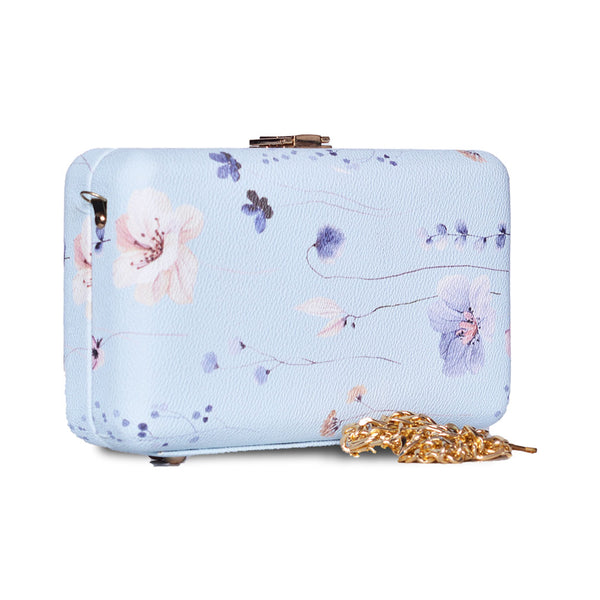 Butterfly Print Box Clutch blue
