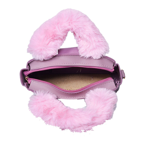Plush Fur Top Crossbody Bag Purple