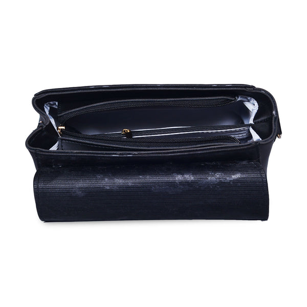 Top Handle Crossbody Bag with Adjustable Wide Strap Black