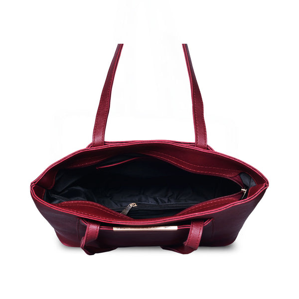 Teal Luxe Structured Tote Bag Maroon