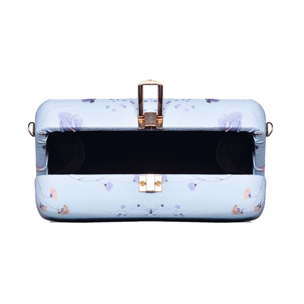 Butterfly Print Box Clutch blue