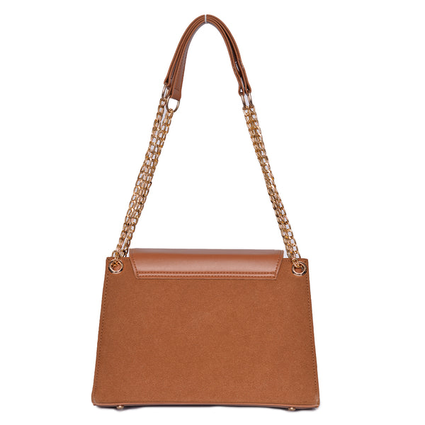 Velvet Crossbody Bag With Chain Strap Mustard