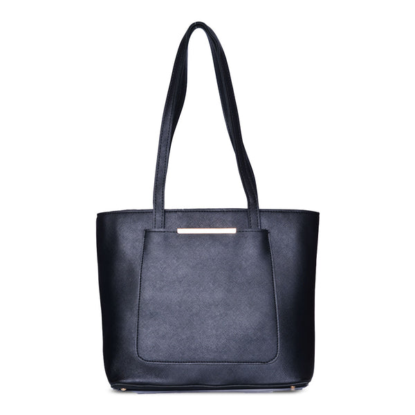 Teal Luxe Structured Tote Bag Black