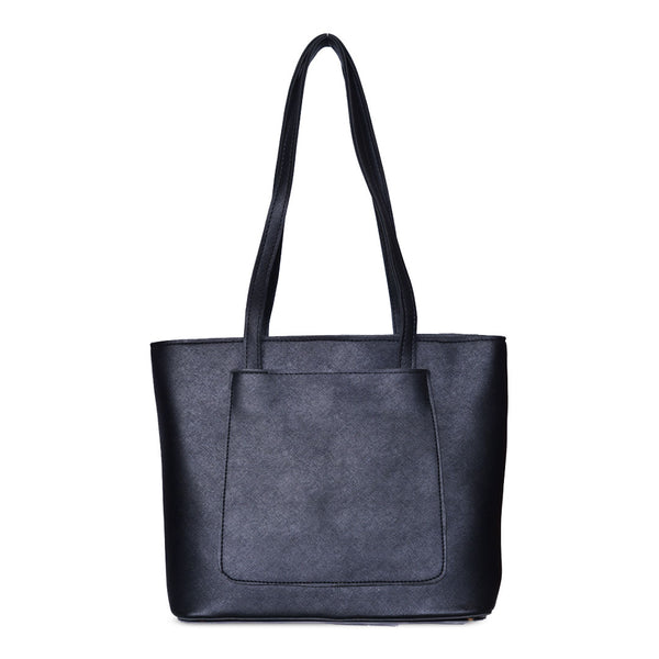 Teal Luxe Structured Tote Bag Black