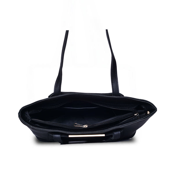 Teal Luxe Structured Tote Bag Black