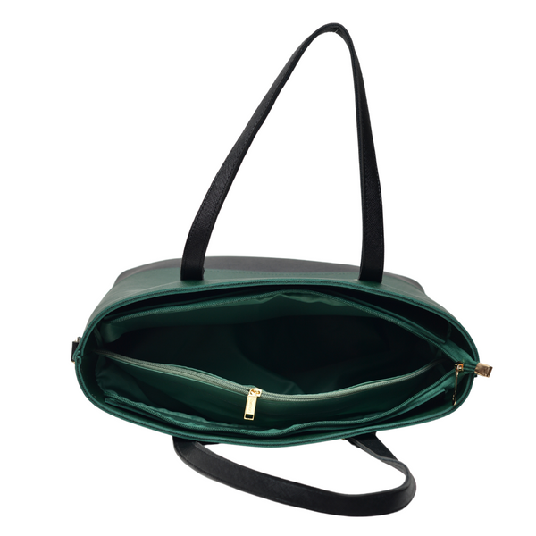 2 Pcs Signature Tote Bag Double Tone (Bottle Green & Black)