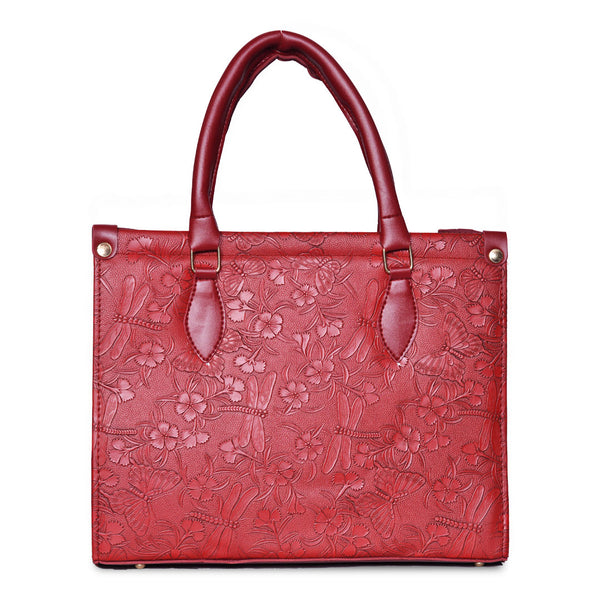 The Lotus Embossed tote bag Murtad Maroon