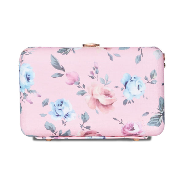 Butterfly Print Box Clutch Baby Pink