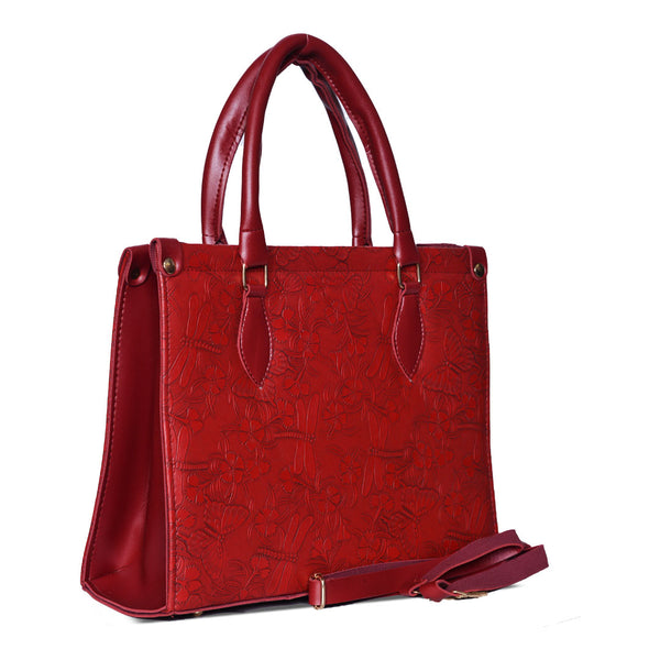 The Lotus Embossed tote bag Murtad Maroon