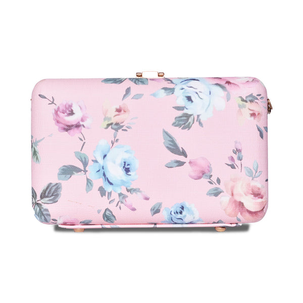 Butterfly Print Box Clutch Baby Pink