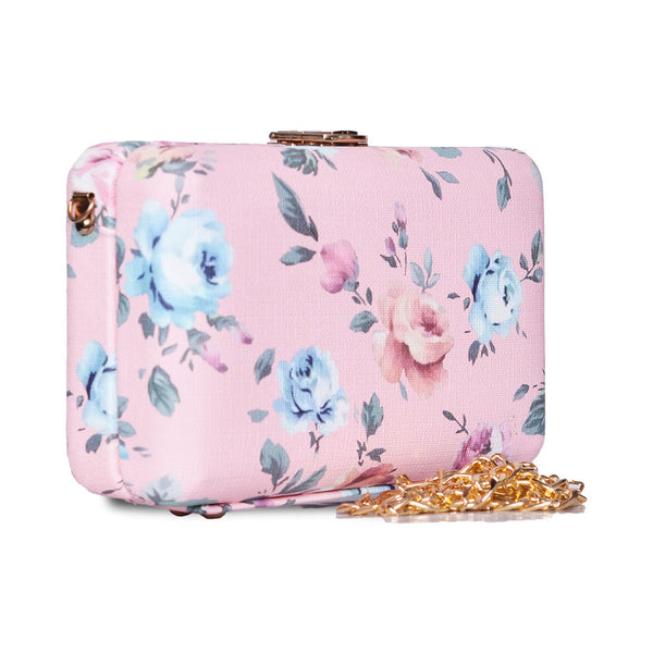 Butterfly Print Box Clutch Baby Pink