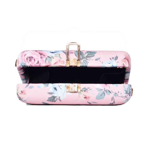 Butterfly Print Box Clutch Baby Pink