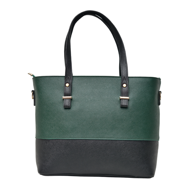 2 Pcs Signature Tote Bag Double Tone (Bottle Green & Black)