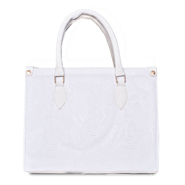 The Lotus EmboWhite ssed tote bag Murtad