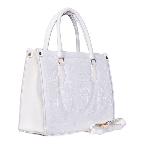 The Lotus EmboWhite ssed tote bag Murtad