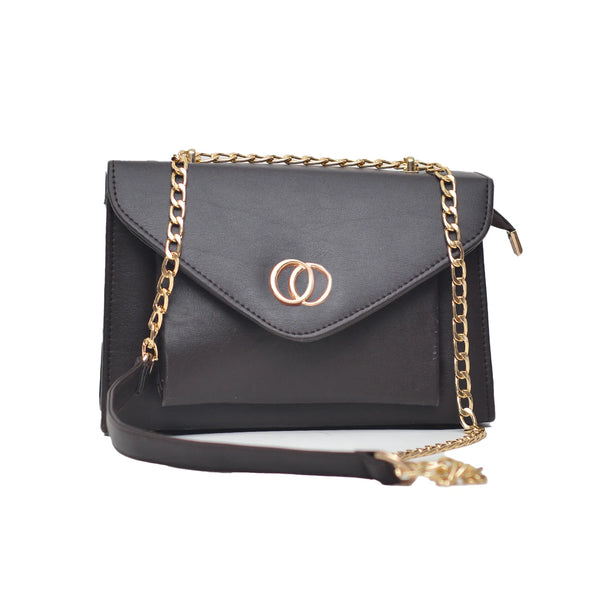 Classic Envelope Shaped Crossbody Bag (Black)