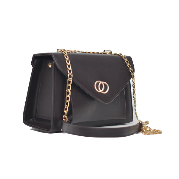 Classic Envelope Shaped Crossbody Bag (Black)