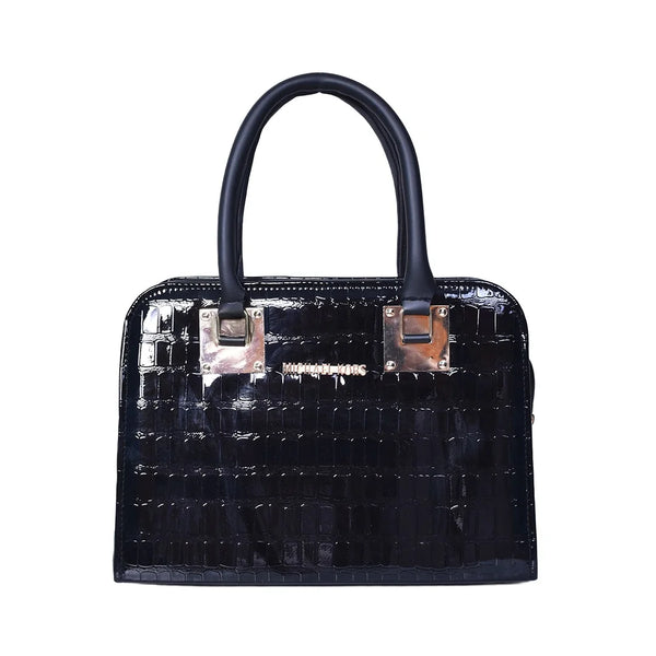 Crocodile Pattern Shoulder Bag (Black)