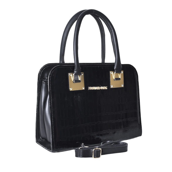 Crocodile Pattern Shoulder Bag (Black)
