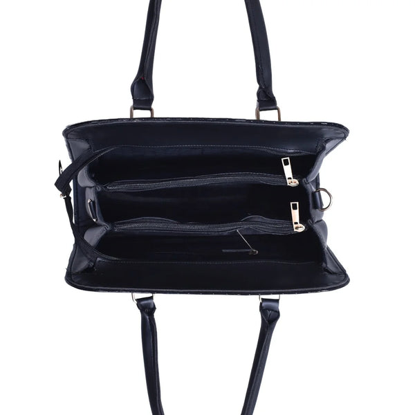 Crocodile Pattern Shoulder Bag (Black)