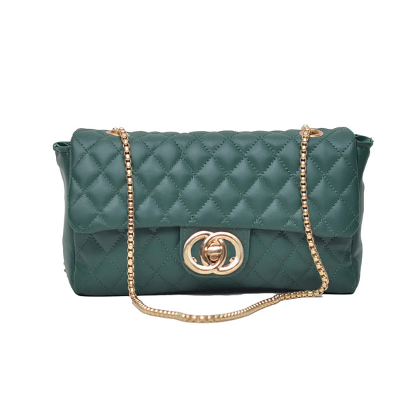 Classic Flap Shoulder Bag (Bottle Green)