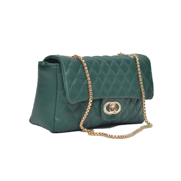 Classic Flap Shoulder Bag (Bottle Green)