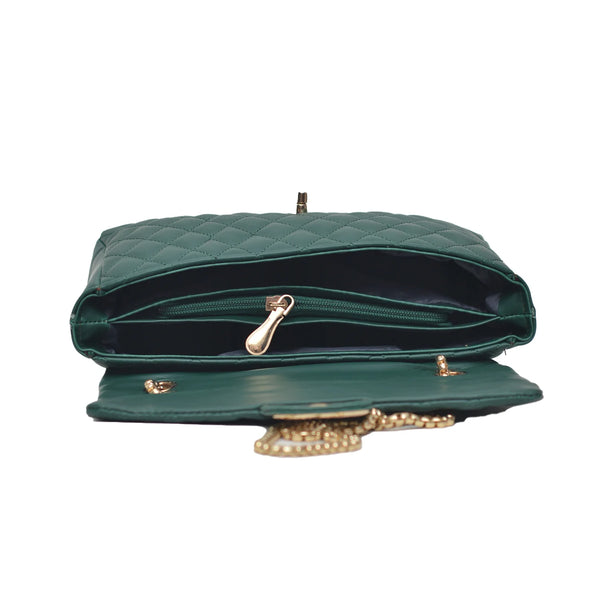 Classic Flap Shoulder Bag (Bottle Green)