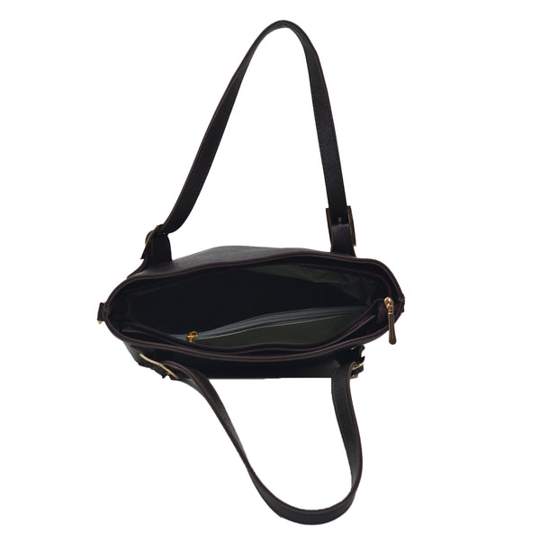 Buckled Shoulder Bag (Dark Brown)