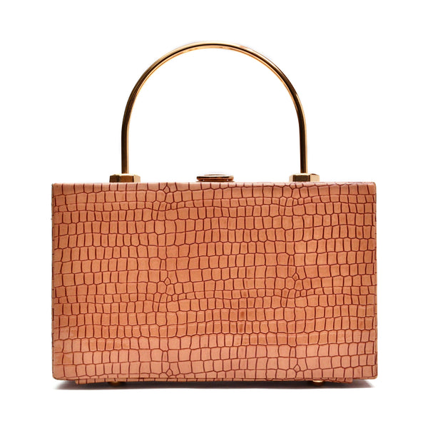 Crocodile Box Clutch (Peach)