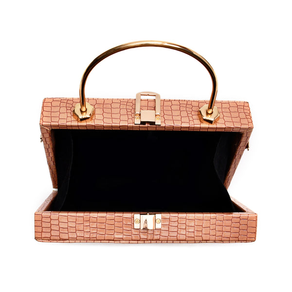 Crocodile Box Clutch (Peach)
