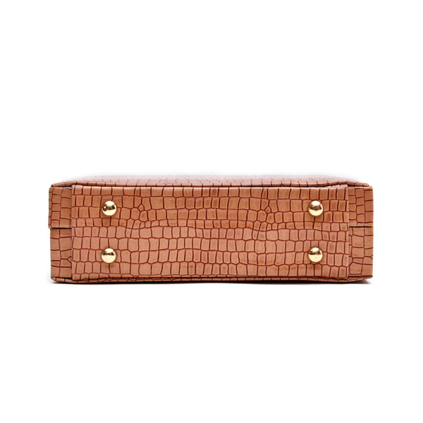 Crocodile Box Clutch (Peach)