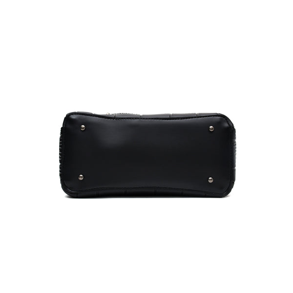 Crocodile Textured Handbag (Black)