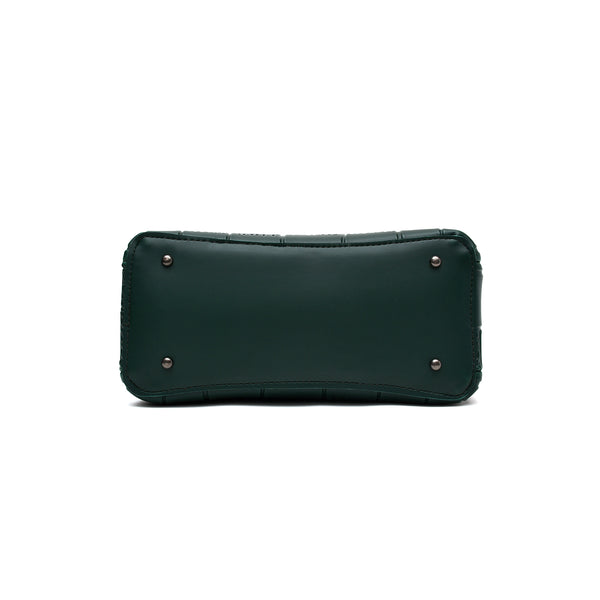 Crocodile Textured Handbag (Bottle Green)