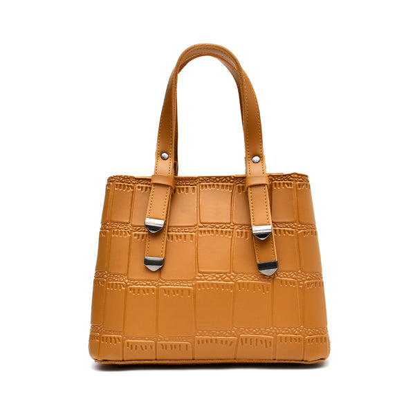 Crocodile Textured Handbag (Mustard Yellow)