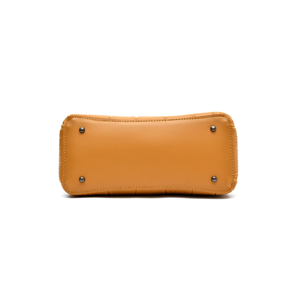 Crocodile Textured Handbag (Mustard Yellow)