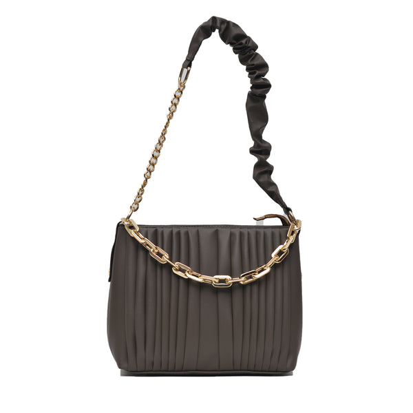Crossbody Bag with Detachable Chain Strap (Dark Brown)