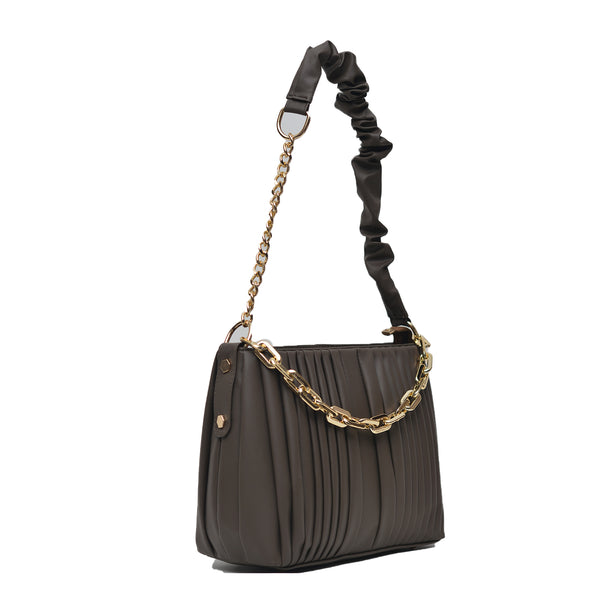 Crossbody Bag with Detachable Chain Strap (Dark Brown)